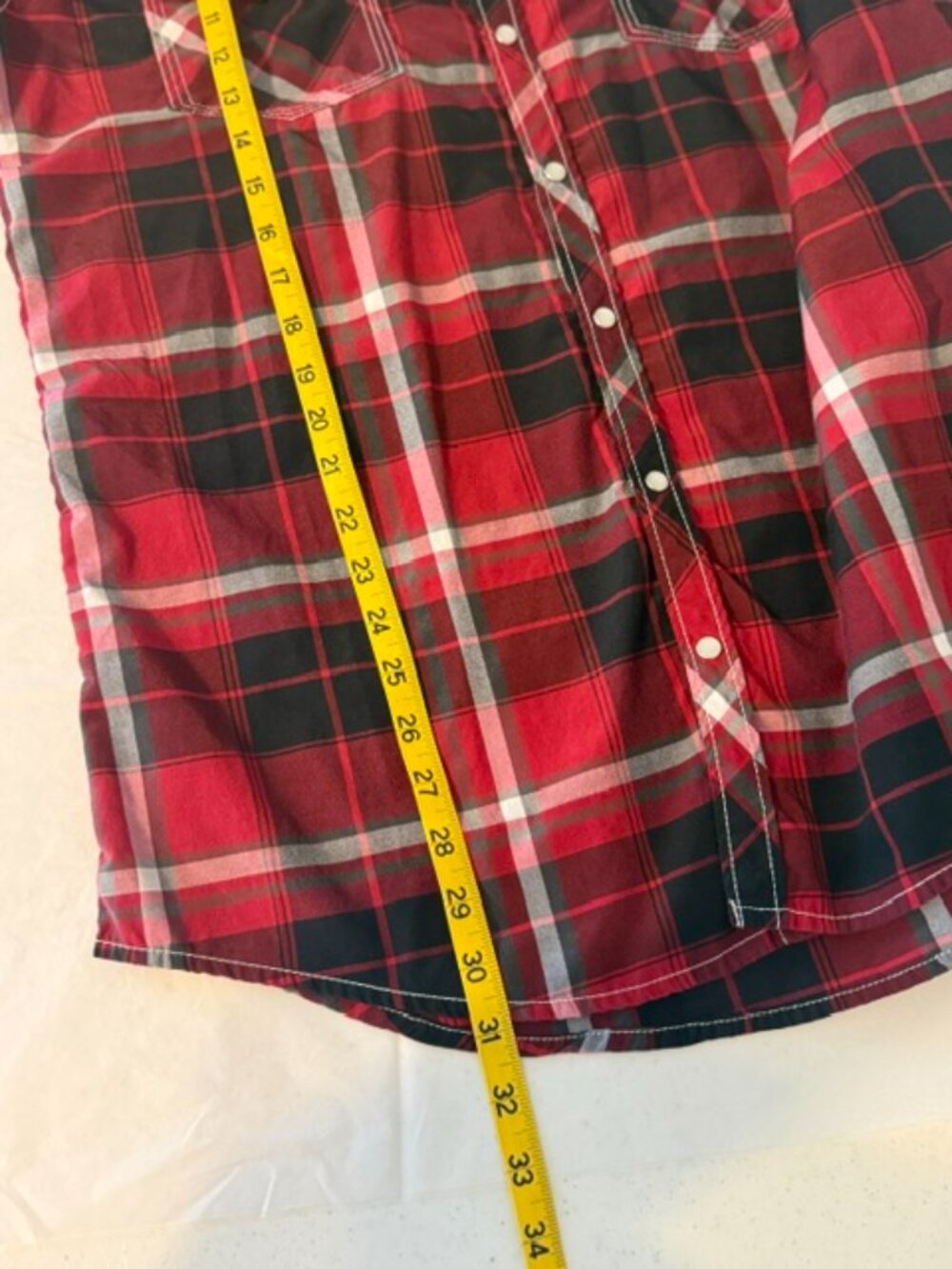 Reclaim Black Red Plaid Button Down Shirt Large L Western Snap Athletic - Picture 10 of 10
